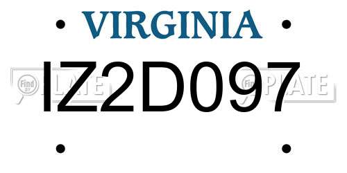 IZ2D097 Virginia License Plate