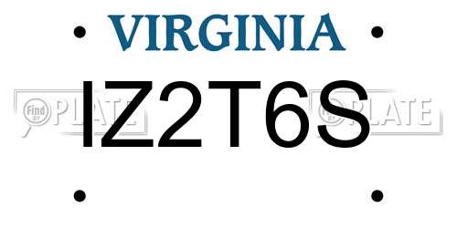 IZ2T6S Virginia License Plate