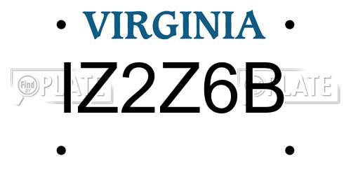 IZ2Z6B Virginia License Plate