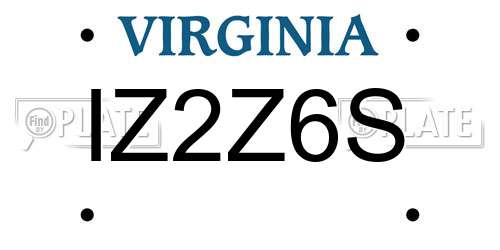 IZ2Z6S Virginia License Plate