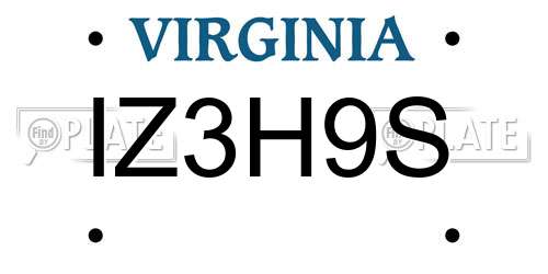 IZ3H9S Virginia License Plate