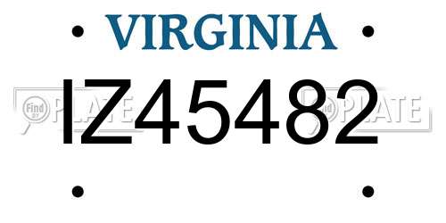 IZ45482 Virginia License Plate