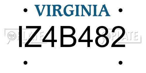 IZ4B482 Virginia License Plate