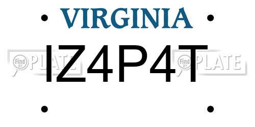 IZ4P4T Virginia License Plate