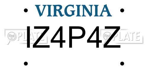 IZ4P4Z Virginia License Plate