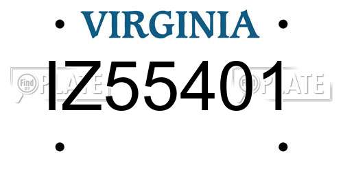 IZ55401 Virginia License Plate