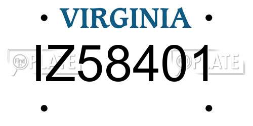 IZ58401 Virginia License Plate