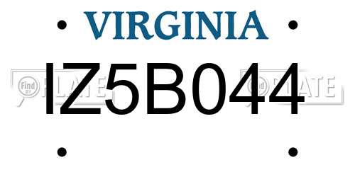 IZ5B044 Virginia License Plate
