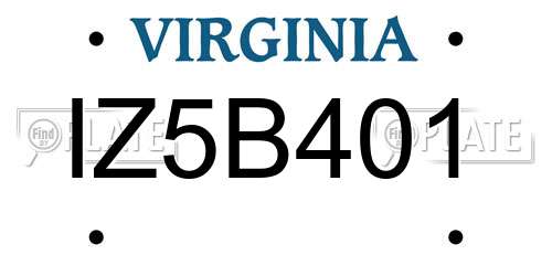 IZ5B401 Virginia License Plate