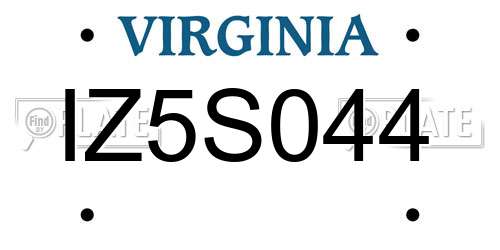 IZ5S044 Virginia License Plate