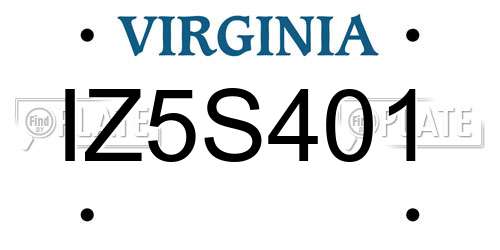 IZ5S401 Virginia License Plate