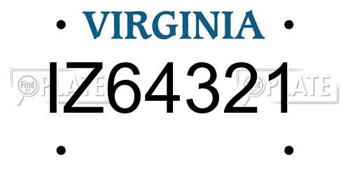 IZ64321 Virginia License Plate