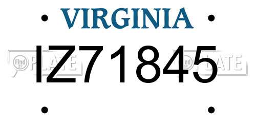 IZ71845 Virginia License Plate