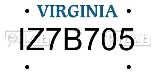 IZ7B705 Virginia License Plate