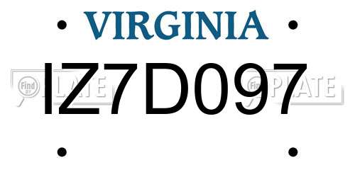 IZ7D097 Virginia License Plate