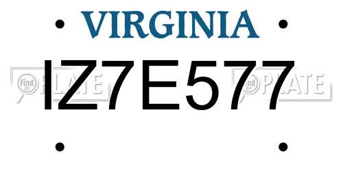 IZ7E577 Virginia License Plate