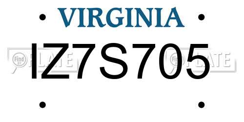 IZ7S705 Virginia License Plate