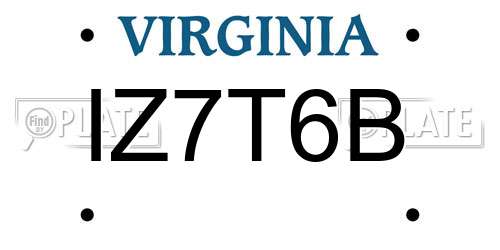IZ7T6B Virginia License Plate