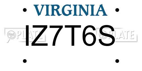 IZ7T6S Virginia License Plate