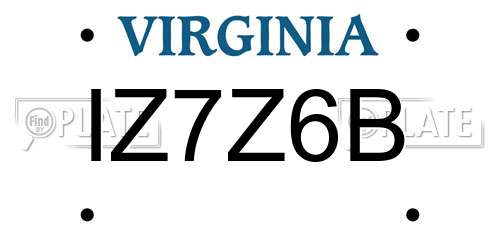 IZ7Z6B Virginia License Plate