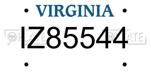 IZ85544 Virginia License Plate