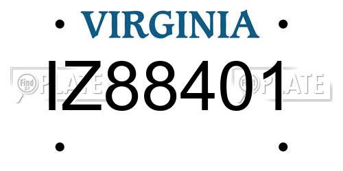 IZ88401 Virginia License Plate