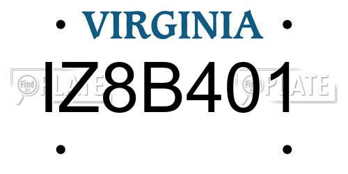 IZ8B401 Virginia License Plate