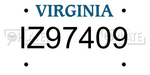 IZ97409 Virginia License Plate