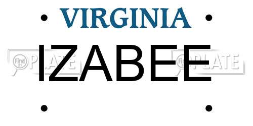 IZABEE Virginia License Plate