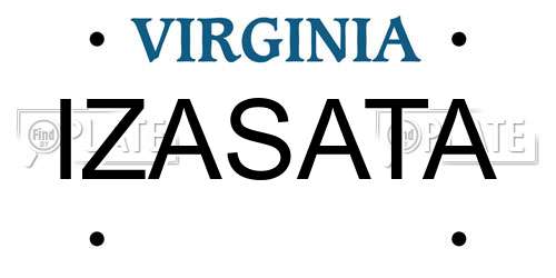 IZASATA Virginia License Plate