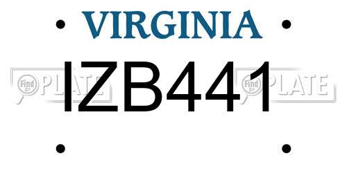 IZB441 Virginia License Plate
