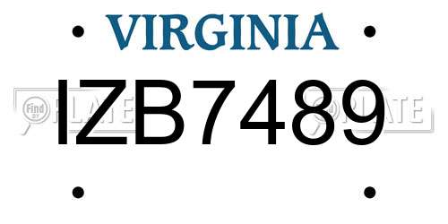 IZB7489 Virginia License Plate