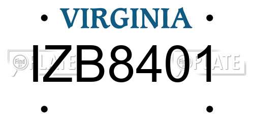 IZB8401 Virginia License Plate