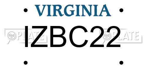 IZBC22 Virginia License Plate