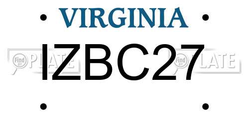 IZBC27 Virginia License Plate