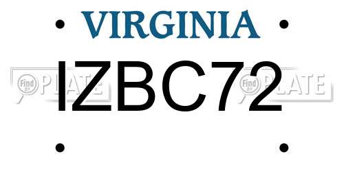 IZBC72 Virginia License Plate