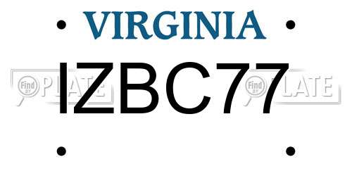 IZBC77 Virginia License Plate