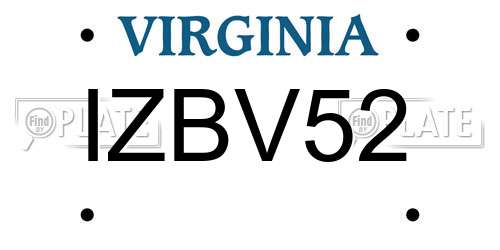 IZBV52 Virginia License Plate