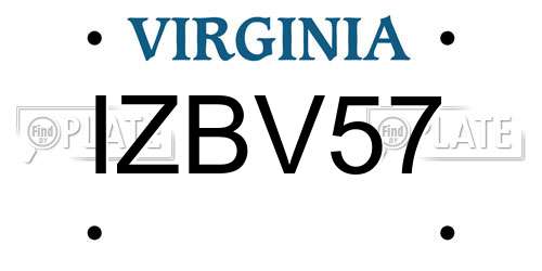 IZBV57 Virginia License Plate