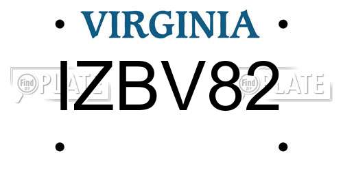 IZBV82 Virginia License Plate