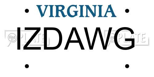IZDAWG Virginia License Plate