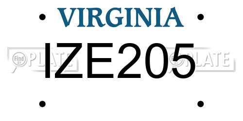 IZE205 Virginia License Plate