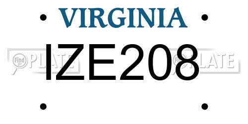 IZE208 Virginia License Plate