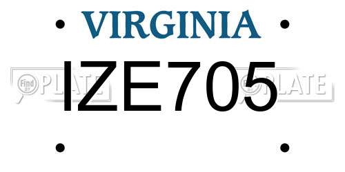 IZE705 Virginia License Plate