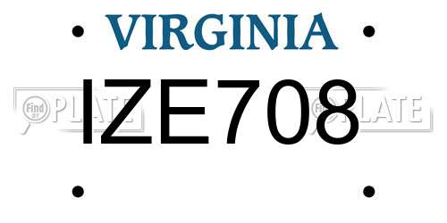 IZE708 Virginia License Plate