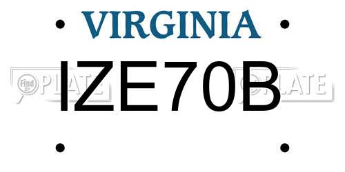 IZE70B Virginia License Plate