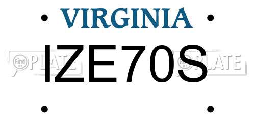 IZE70S Virginia License Plate
