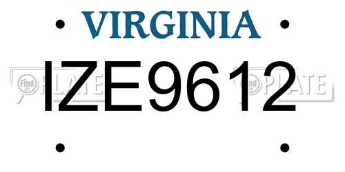 IZE9612 Virginia License Plate