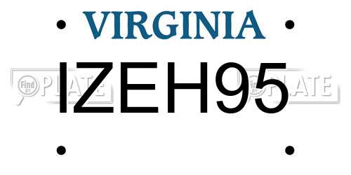 IZEH95 Virginia License Plate