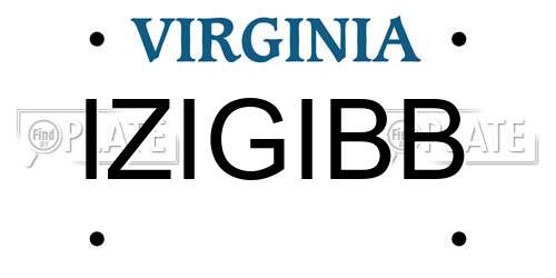 IZIGIBB Virginia License Plate